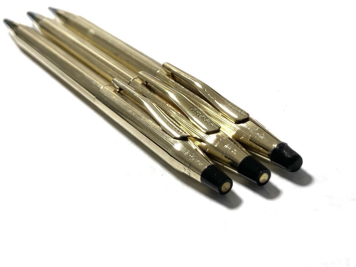【美品】 CROSS クロス クラシックセンチュリー 10kt ボールペン x2 12kt ペンシルx1 3本セット黒純正リフィル付_画像4