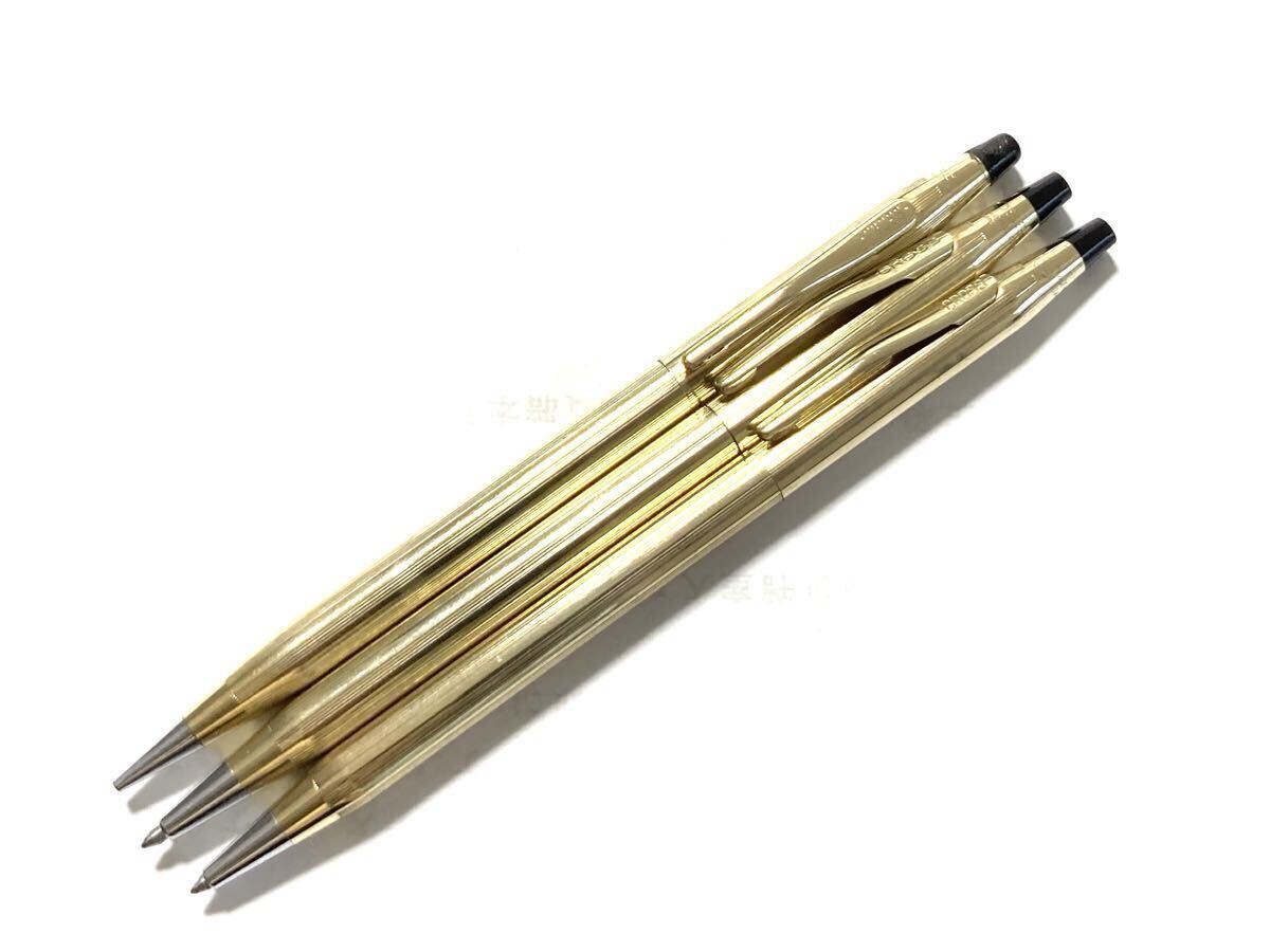 【美品】 CROSS クロス クラシックセンチュリー 10kt ボールペン x2 12kt ペンシルx1 3本セット黒純正リフィル付_画像5