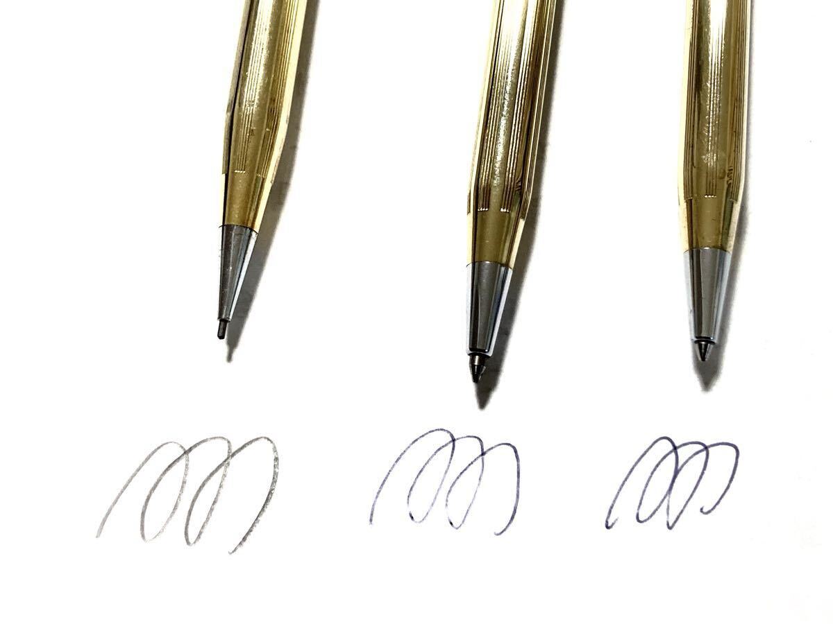 【美品】 CROSS クロス クラシックセンチュリー 10kt ボールペン x2 12kt ペンシルx1 3本セット黒純正リフィル付_画像7