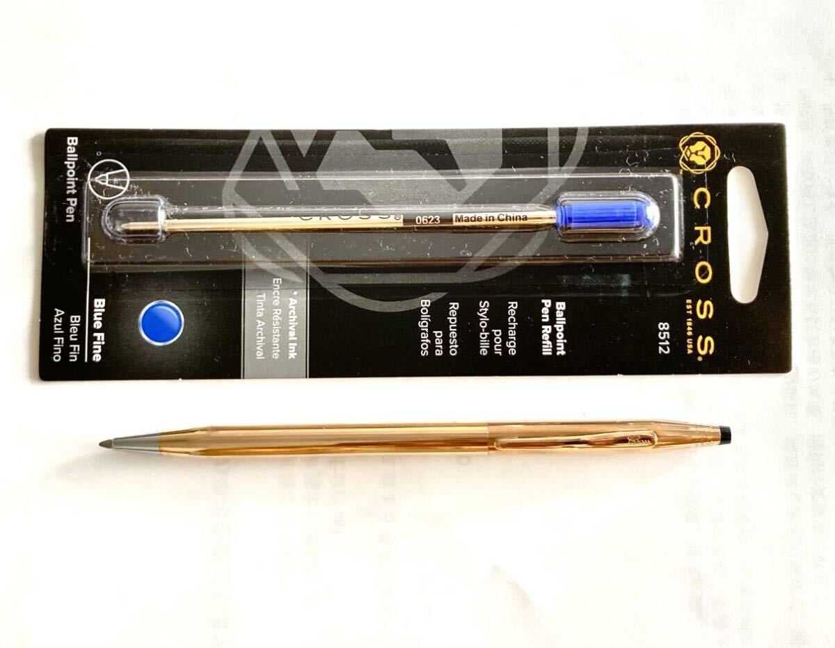 【超美品】 金高謄 CROSS クロス クラシックセンチュリー 14金張 旧ロゴ ボールペン 青純正リフィル付_画像1