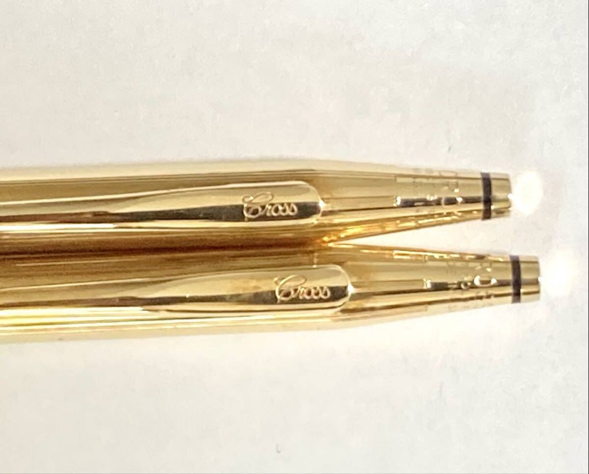 【超美品】金高謄中 CROSS クロス クラシックセンチュリー 18金張ボールペン ペンシル 2本セット 黒純正リフィル 消しゴム付_画像7