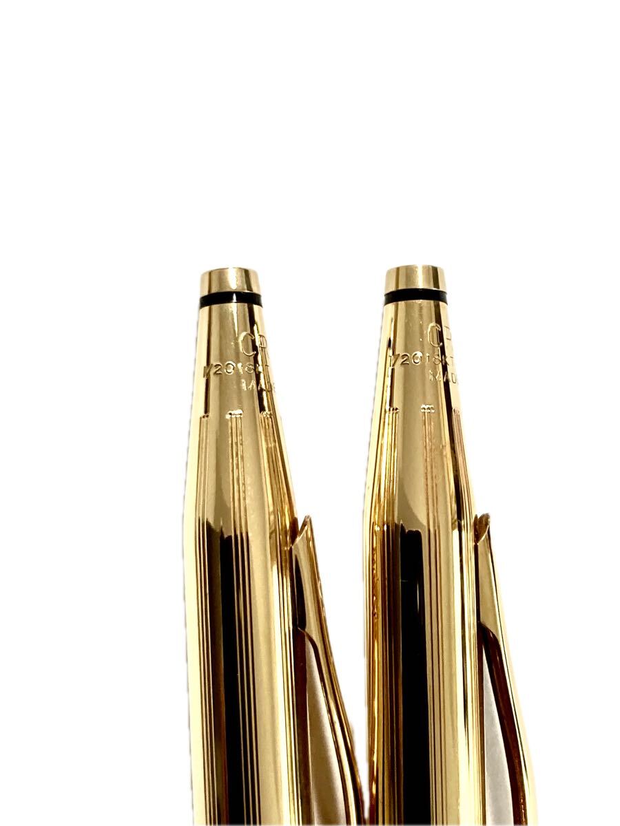 【超美品】金高謄中 CROSS クロス クラシックセンチュリー 18金張ボールペン ペンシル 2本セット 黒純正リフィル 消しゴム付_画像3