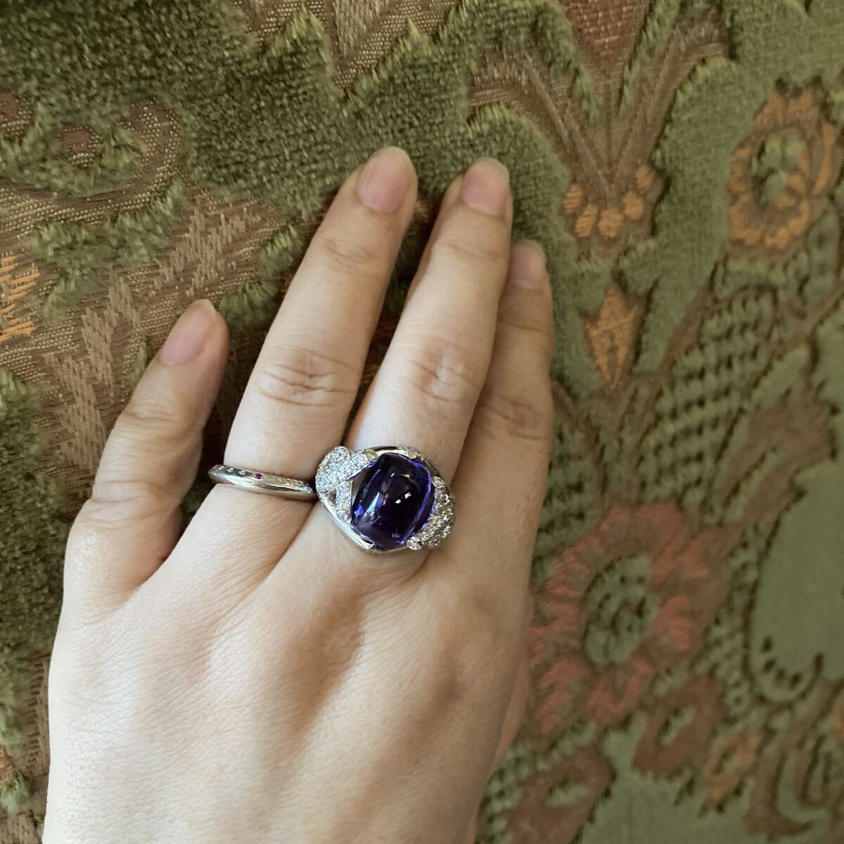 pt900 美しいタンザナイト8.86ct ダイヤモンド0.63ct 指輪  リング_画像9