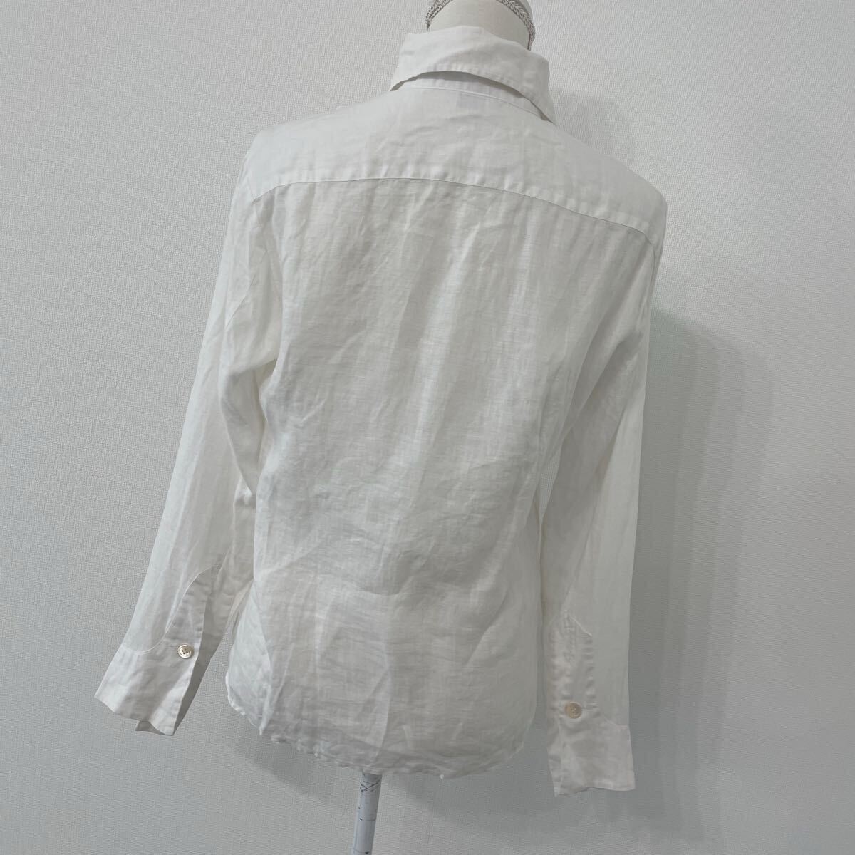 【924】PaulSmith ポールスミス レディース リネンシャツ 無地 白シャツ 麻100% 麻シャツ オンワード_画像5