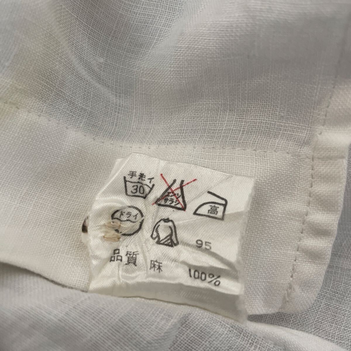 【924】PaulSmith ポールスミス レディース リネンシャツ 無地 白シャツ 麻100% 麻シャツ オンワード_画像9