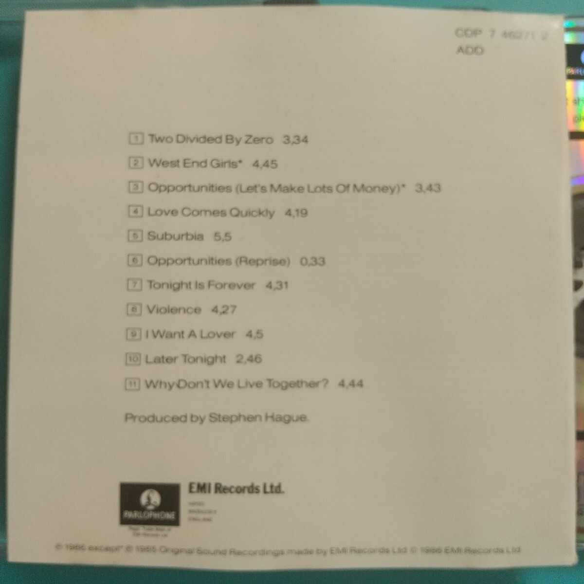 ペット・ショップ・ボーイズ★「PLEASE」「ALTERNATIVE」PET SHOP BOYS 2枚★輸入★アルタナティヴ/ウエスト・エンド・ガールズ_画像8