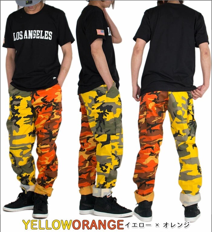 6L/表記3XL稀少サイズ/イエロー×オレンジ稀少カラー★ROTHCOロスコ迷彩カモフラカーゴパンツ/ビッグ大きいサイズミリタリーサバゲ―ダンス_画像2