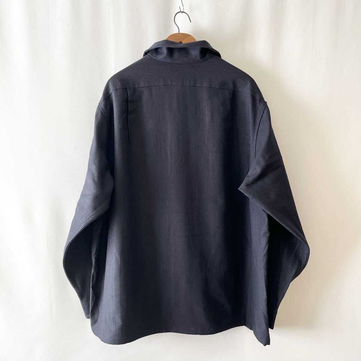 美品! 70s PENDLETON 無地 ウール ループカラー ボードシャツ XL ネイビー USA製 ビンテージ 70年代 ペンドルトン 開襟 ボックスシャツ_画像3