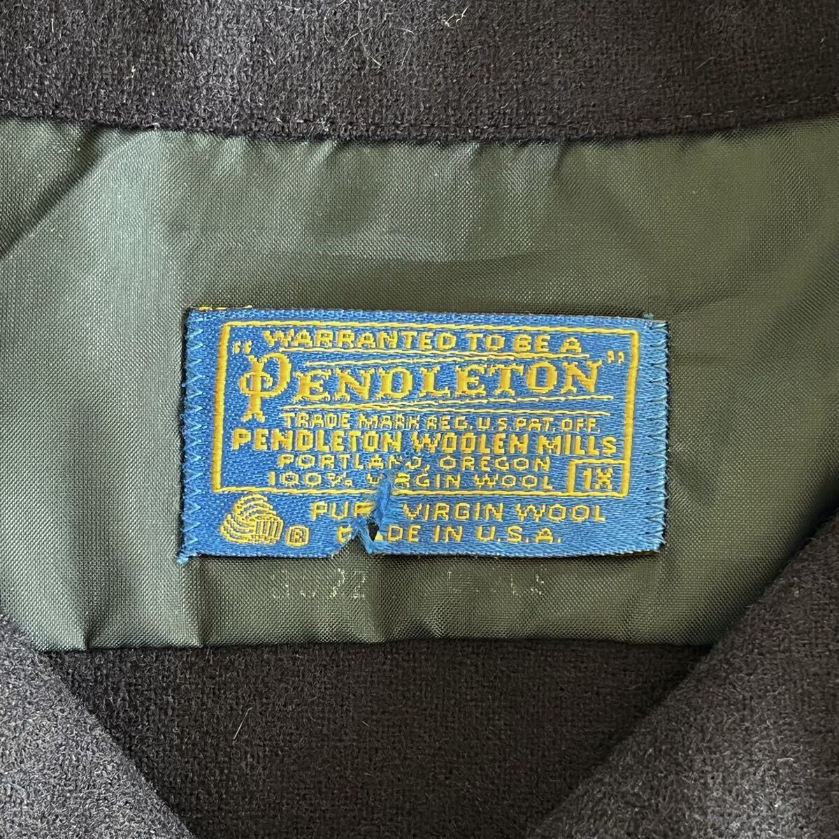 美品! 70s PENDLETON 無地 ウール ループカラー ボードシャツ XL ネイビー USA製 ビンテージ 70年代 ペンドルトン 開襟 ボックスシャツ_画像4