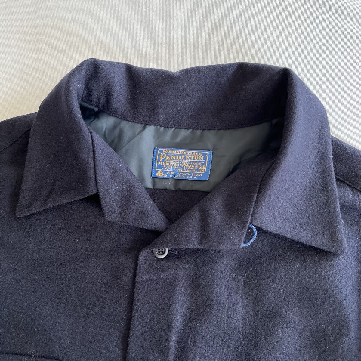 美品! 70s PENDLETON 無地 ウール ループカラー ボードシャツ XL ネイビー USA製 ビンテージ 70年代 ペンドルトン 開襟 ボックスシャツ_画像5