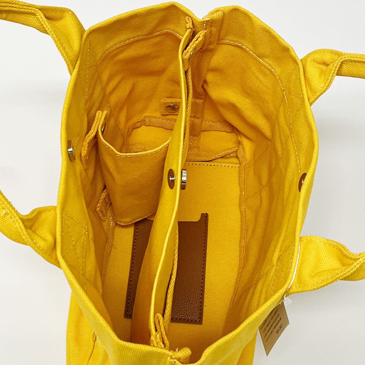 新品トートバッグ ハワイアンミニトートバッグ 帆布レディース キャンバス3仕切り　イエロー_画像2