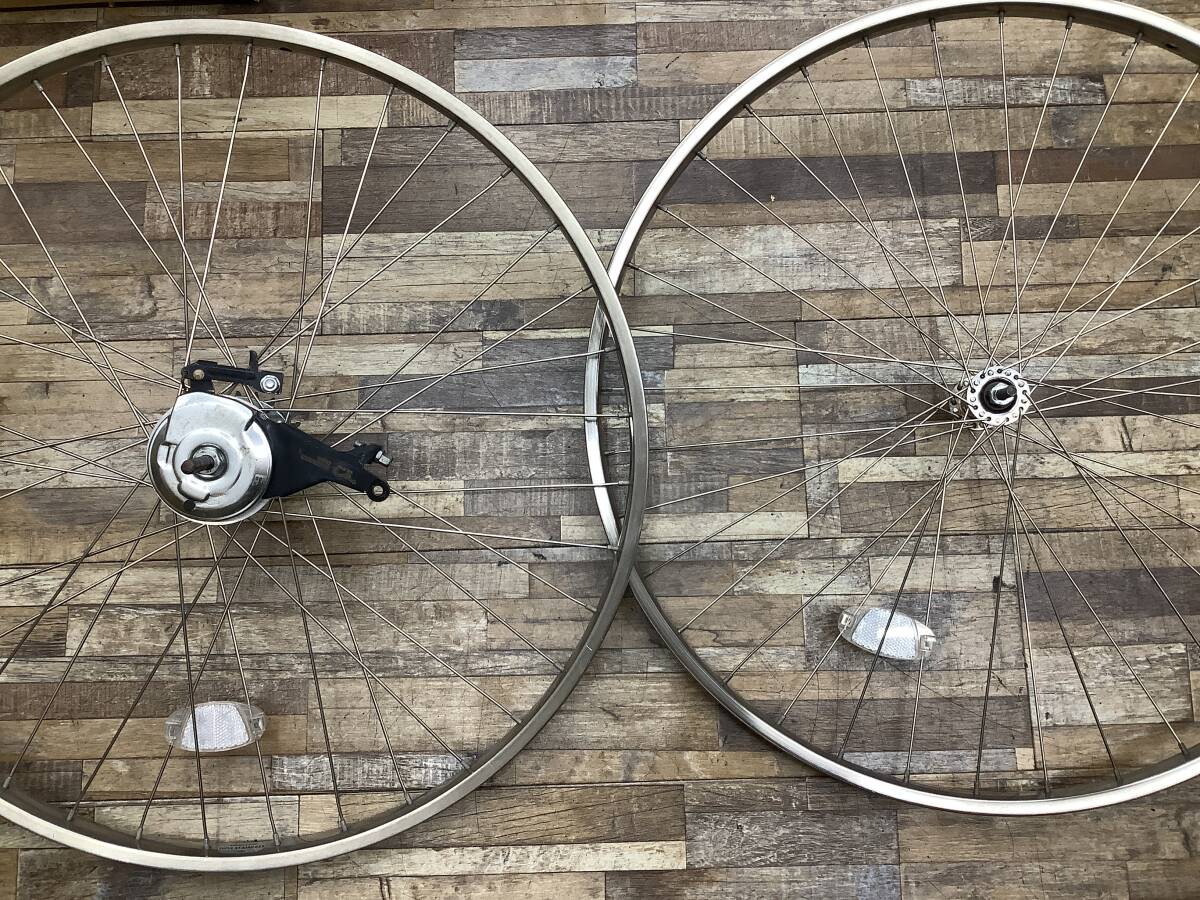 W105 YAMAHA PAS Natura L ヤマハ パス ナチュラ L(PA26NL)26インチ 電動アシスト自転車 前後ホイールセット 中古品_画像1