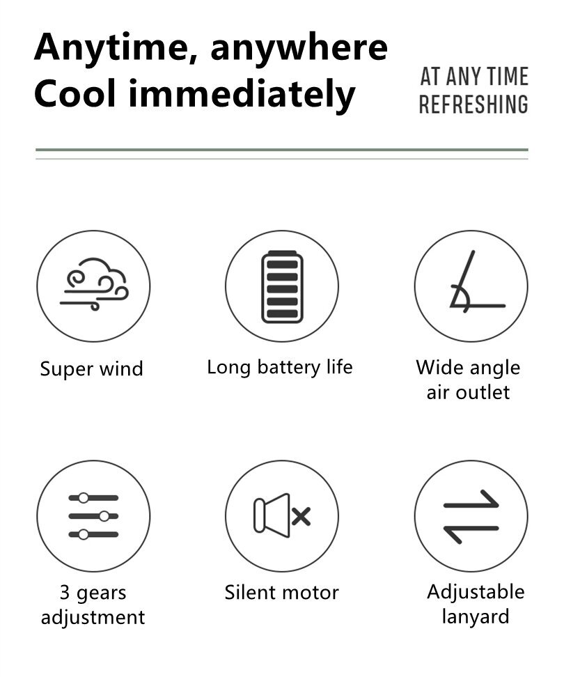 扇風機 ファン 携帯扇風機 首掛け 腰掛け 卓上 大容量 2000mAh 3段階風量調整 10H長時間稼働 小型 ミニ 軽量 熱中症対策 3色選択可 822_画像4