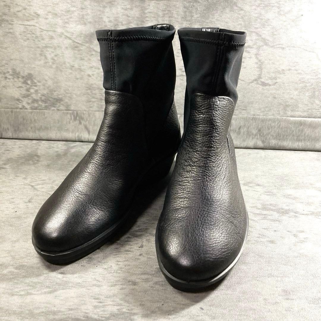 美品 ecco エコー 本革 × ストレッチ GORE-TEX 22cm_画像1