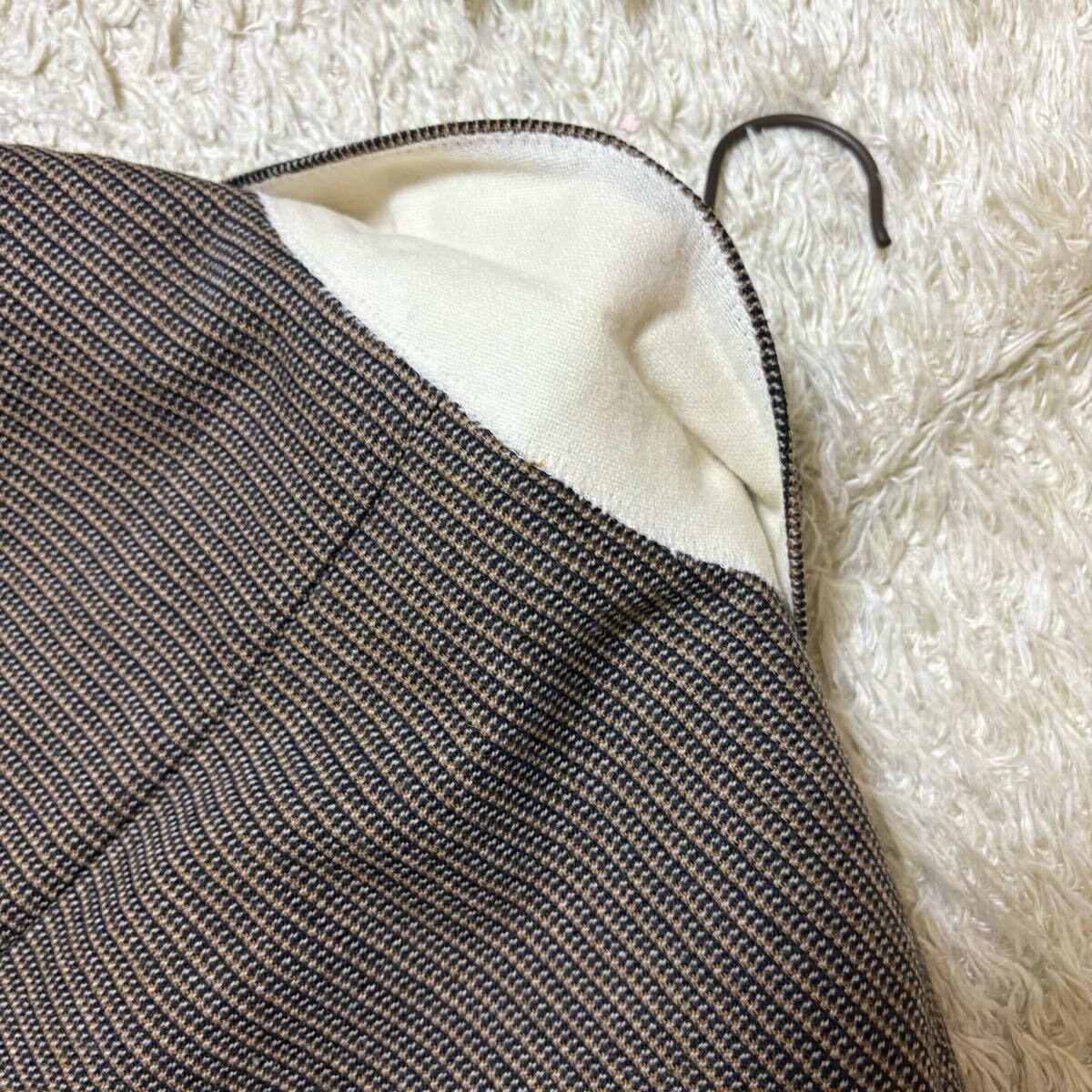 未使用級 大きいサイズ SHIPS (シップス)シェットランドウール ツイード 2ボタン テーラードジャケット アンコン ブラウン メンズ_画像7