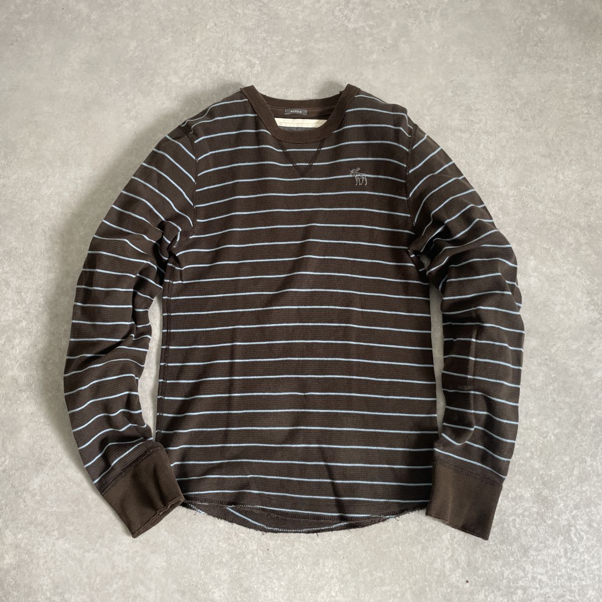 Abercrombie&Fitch●●ロゴ 刺繍 サーマル ワッフル生地 L/S 長袖 ロングスリーブ カットソー●アバクロンビーアンドフィッチ_画像1