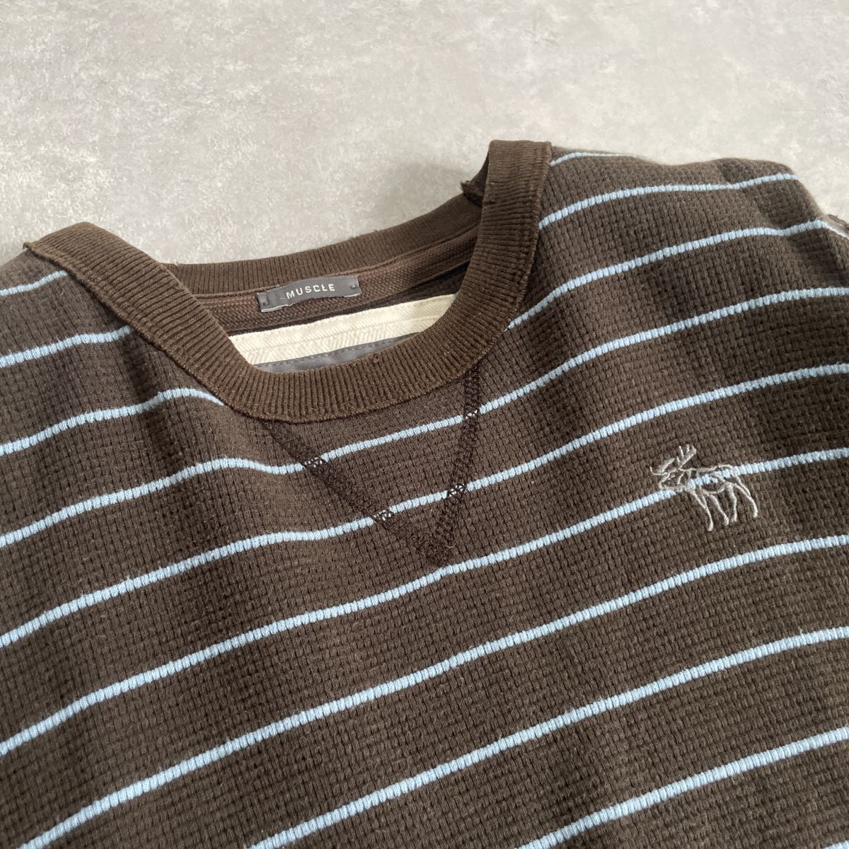 Abercrombie&Fitch●●ロゴ 刺繍 サーマル ワッフル生地 L/S 長袖 ロングスリーブ カットソー●アバクロンビーアンドフィッチ_画像4