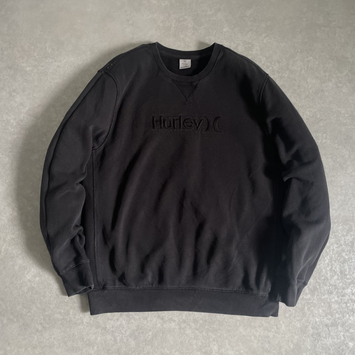 Hurley X●Lサイズ●ロゴ 刺繍 Vガゼット クルーネック ポリコットン プルオーバー スウェット●ハーレー_画像1