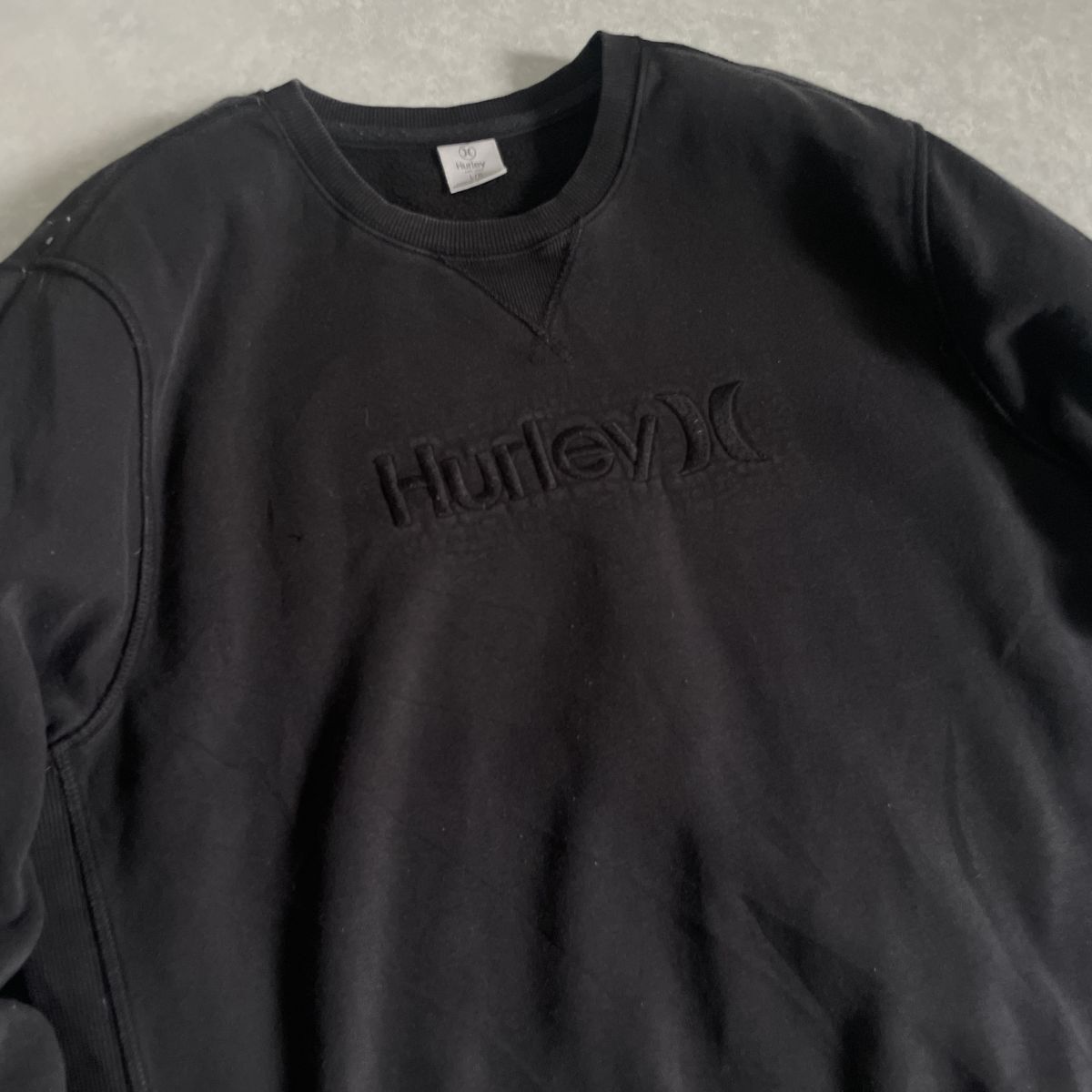 Hurley X●Lサイズ●ロゴ 刺繍 Vガゼット クルーネック ポリコットン プルオーバー スウェット●ハーレー_画像3