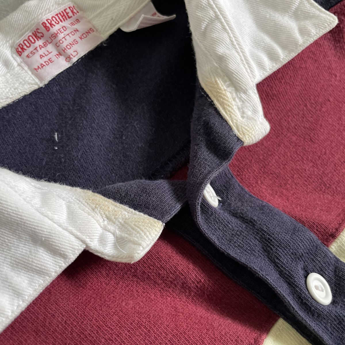 80`s●90`s●BROOKS BROTHERS●ヴィンテージ●XLサイズ●ボーダー柄 長袖 コットン プルオーバー ポロシャツ●ブルックスブラザーズ_画像5