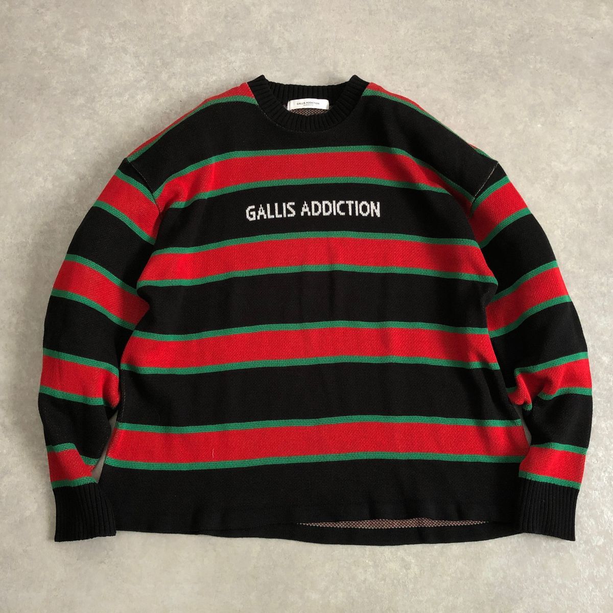 GALLIS ADDICTION●マルチボーダー ロゴ ニット セーター●ガリスアディクション_画像1