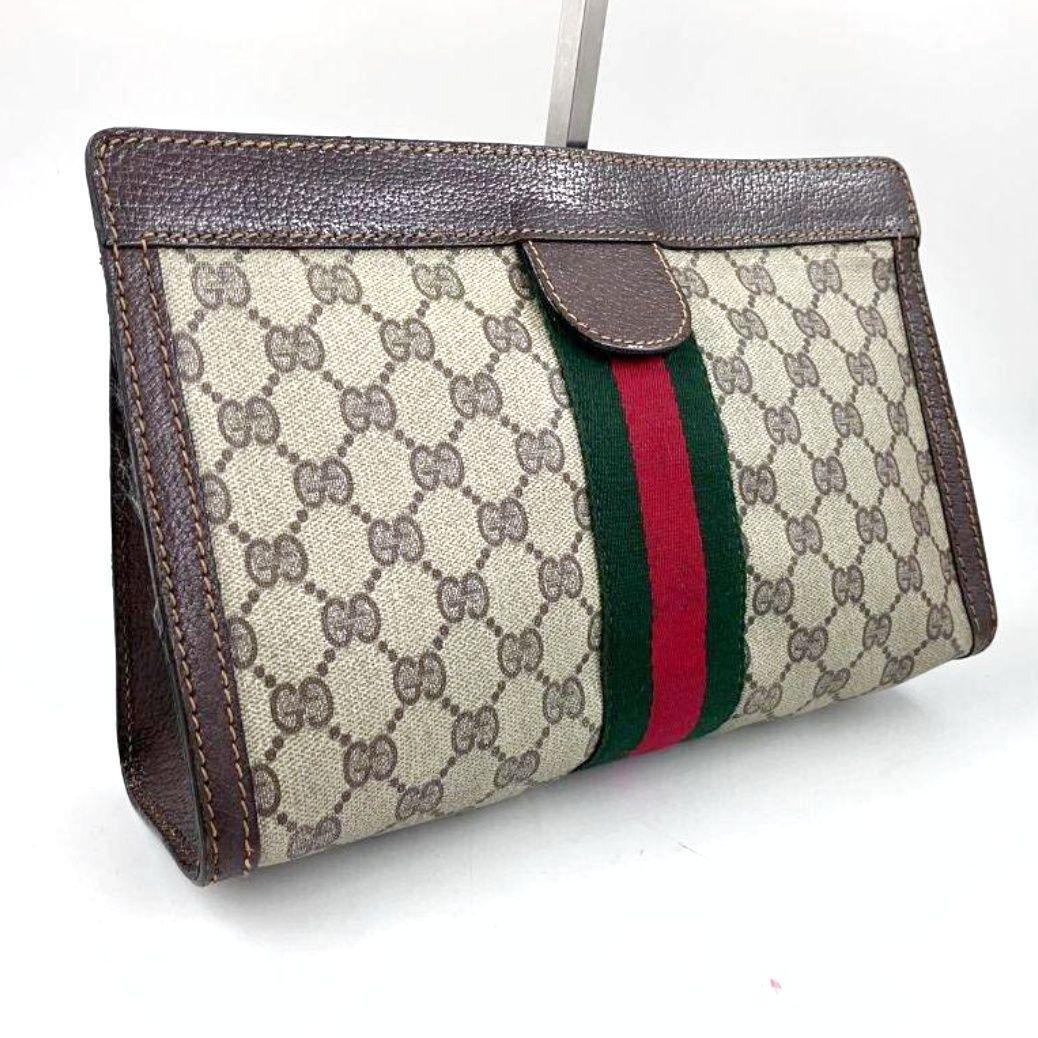 粉吹きなし● グッチ 3006 GUCCI オールドグッチ セカンドバッグ ハンドバッグ クラッチバッグ シェリー GGスプリーム PVC 1円_画像4