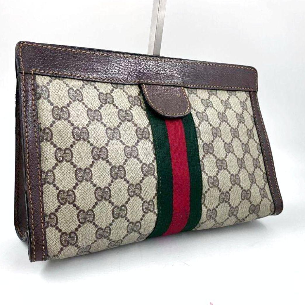 粉吹きなし● グッチ 3006 GUCCI オールドグッチ セカンドバッグ ハンドバッグ クラッチバッグ シェリー GGスプリーム PVC 1円_画像3