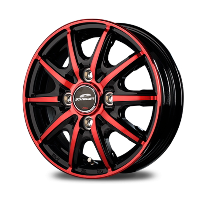 BRIDGESTONE ECOPIA R710A 145/80R12 80/78N LT SCHNEIDER RX10-K クリスタルレッドクリア 12インチ 3.5B+42 4H-100 4本セット_画像1