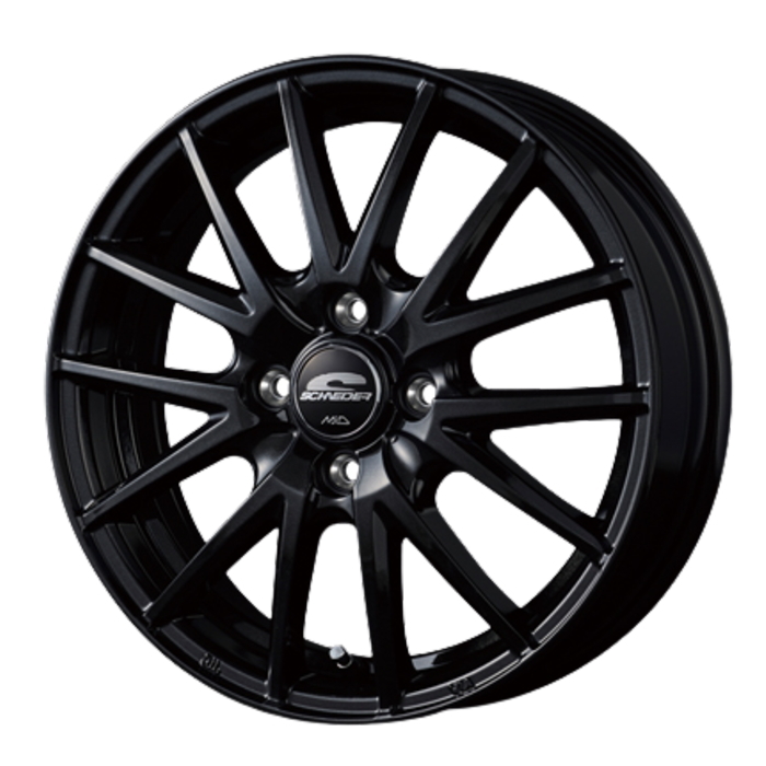 YOKOHAMA BluEarth AE-01 165/65R13 77S SCHNEIDER SQ27 メタリックブラック 13インチ 4B+43 4H-100 サマー 4本セット_画像1