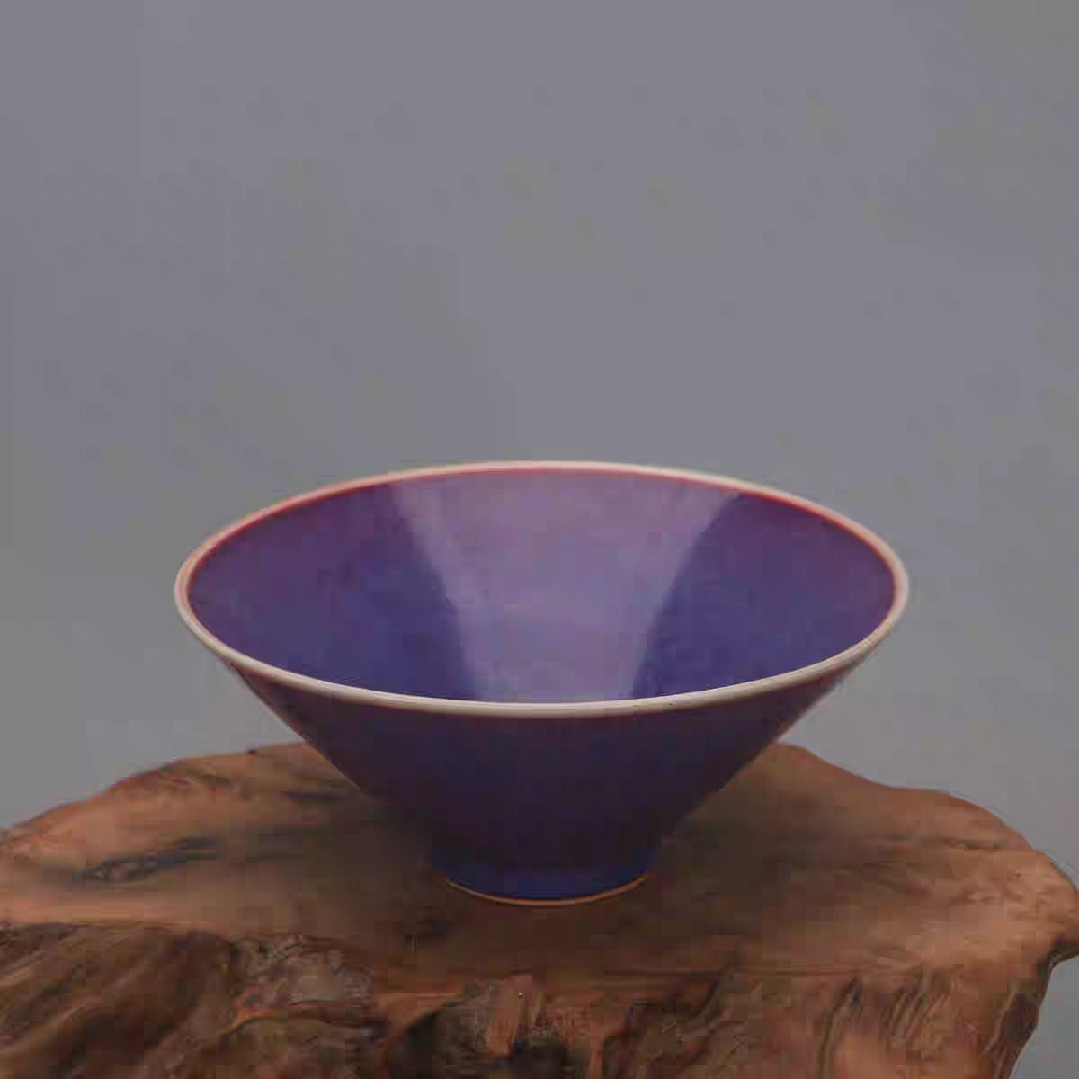 【鈞窯】 紅紫釉 笠形碗 陶器・景徳鎮 磁器　置物　装飾　収蔵　コレクション_画像1