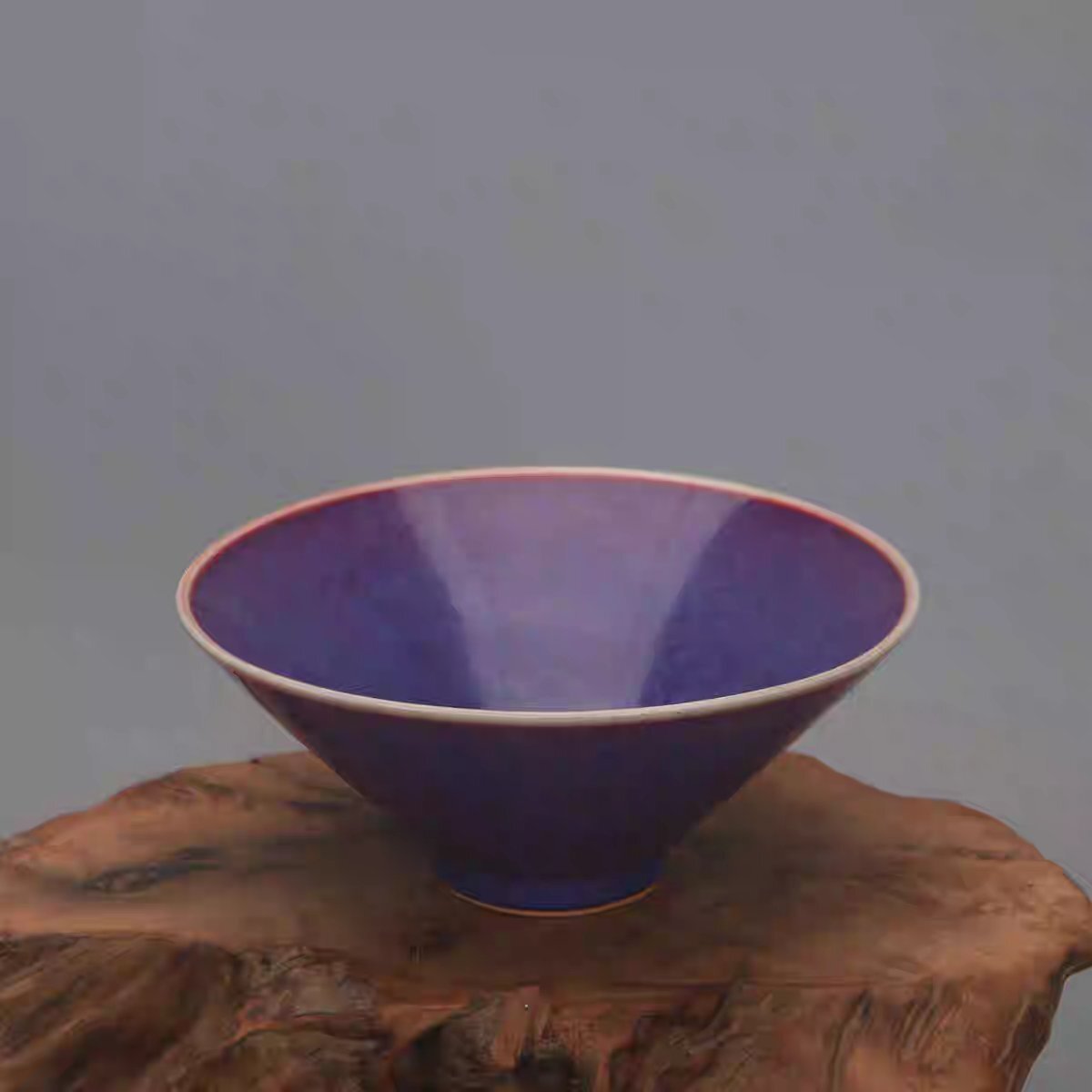 【鈞窯】 紅紫釉 笠形碗 陶器・景徳鎮 磁器　置物　装飾　収蔵　コレクション_画像4