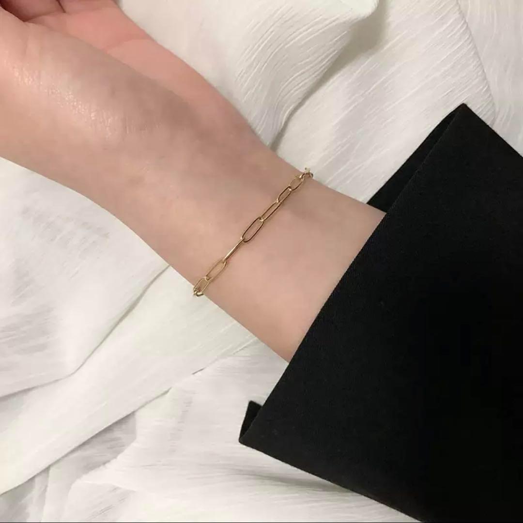 チェーンブレスレット ゴールド シンプル アンクレット ステンレス 大人可愛い_画像5