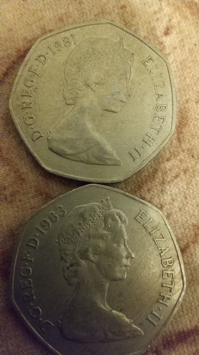イギリス 50ペンス硬貨 コインアンティーク レトロ_画像3