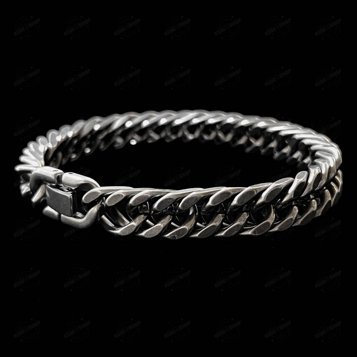 ブレスレット メンズ シルバー 喜平 ステンレス チェーン アクセサリー ジュエリー 金属 艶なし かっこいい おしゃれ シンプル マット 21cm_画像2