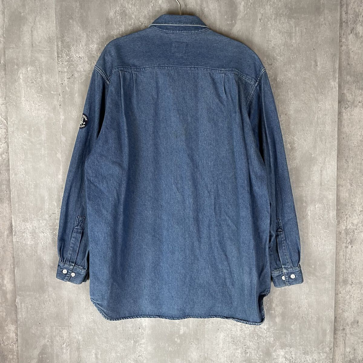 【JAPAN】SINA COVA シナコバ LUPO DI MARE デニムシャツ 長袖 90s コットン ボタンダウン 刺繍 L ビンテージ_画像2
