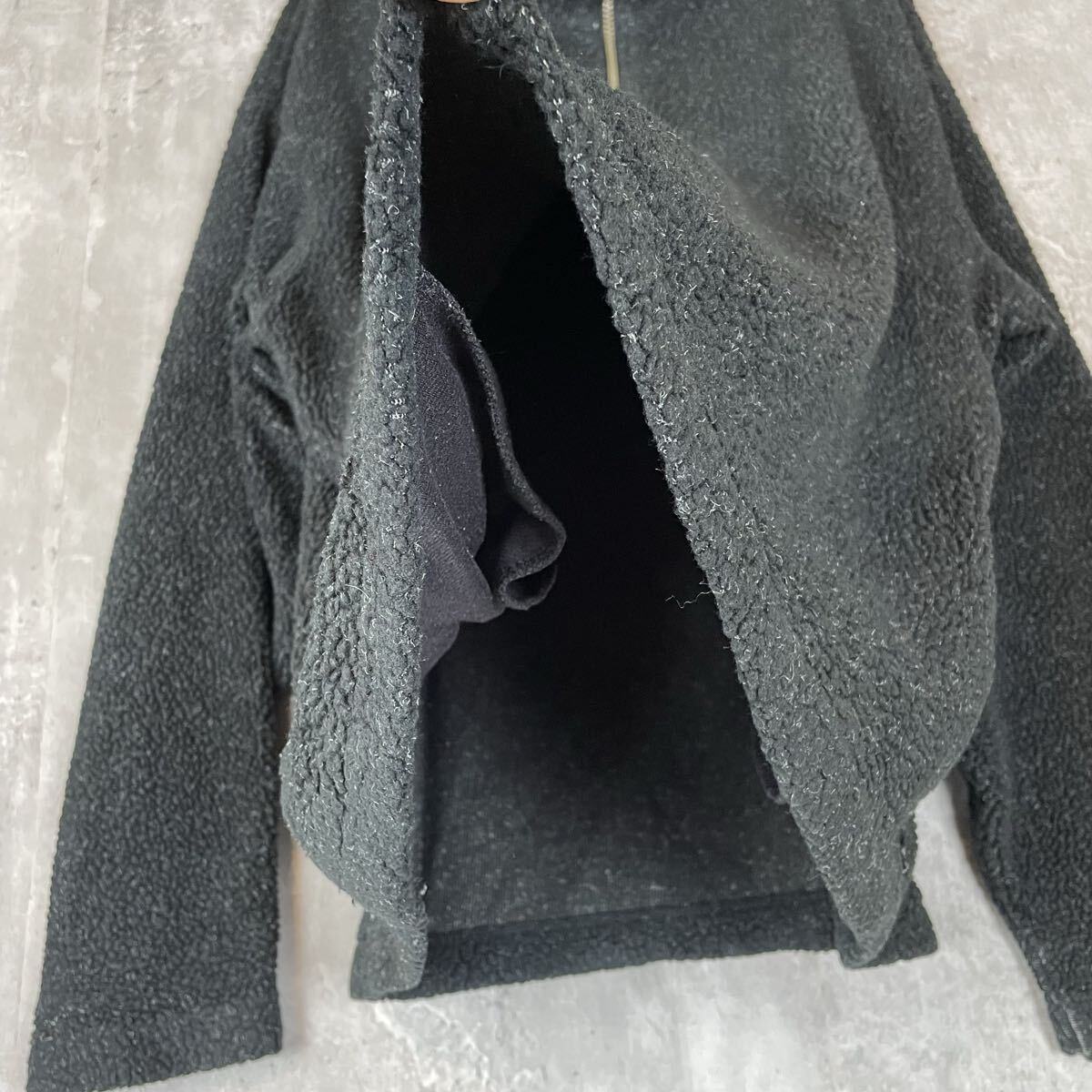 【USA製】EMSブラック フリース ハーフジップジャケット Lサイズ相当 ハーフジップ 古着 ブラック 90s ビンテージ アウトドア Lサイズ相当_画像7