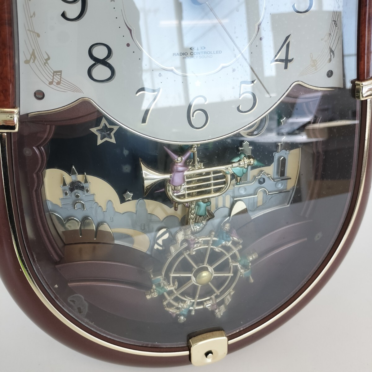 【25*10191】動作OK☆CITIZEN 電波メロディからくり掛時計 パルミューズロンドB 4MN401 シチズン インテリア メロディ6曲 当時物_画像3