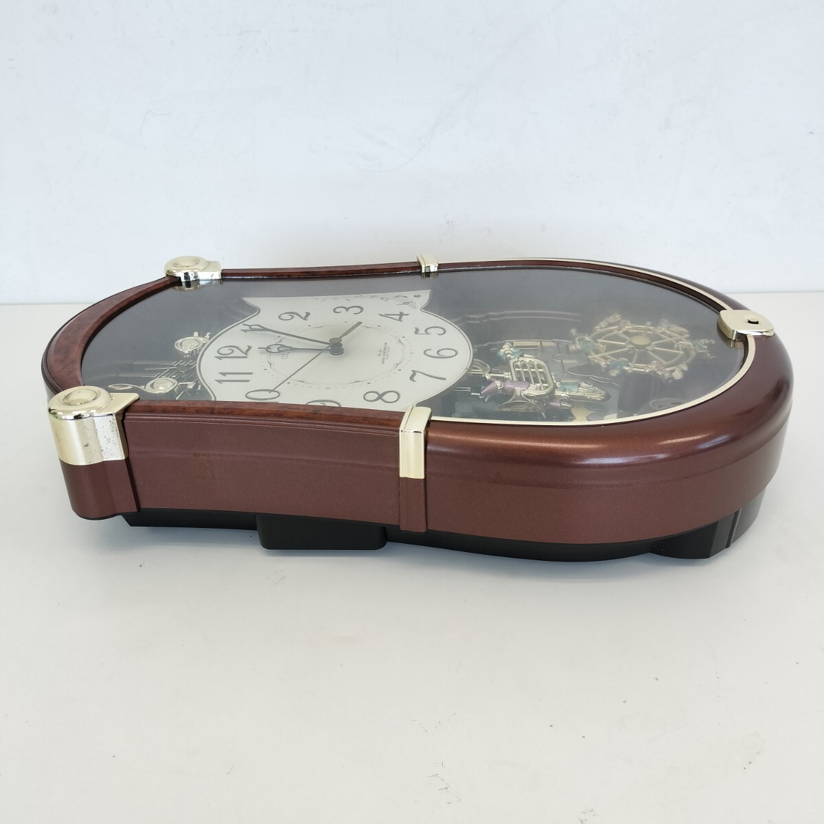 【25*10191】動作OK☆CITIZEN 電波メロディからくり掛時計 パルミューズロンドB 4MN401 シチズン インテリア メロディ6曲 当時物_画像5