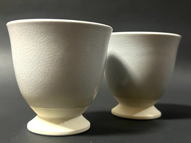 ★未使用★湯呑み 萩焼 カップ 湯のみ コーヒーカップ 食器 マグ湯呑み 高臺(tái)コップ シンプル食器 2客