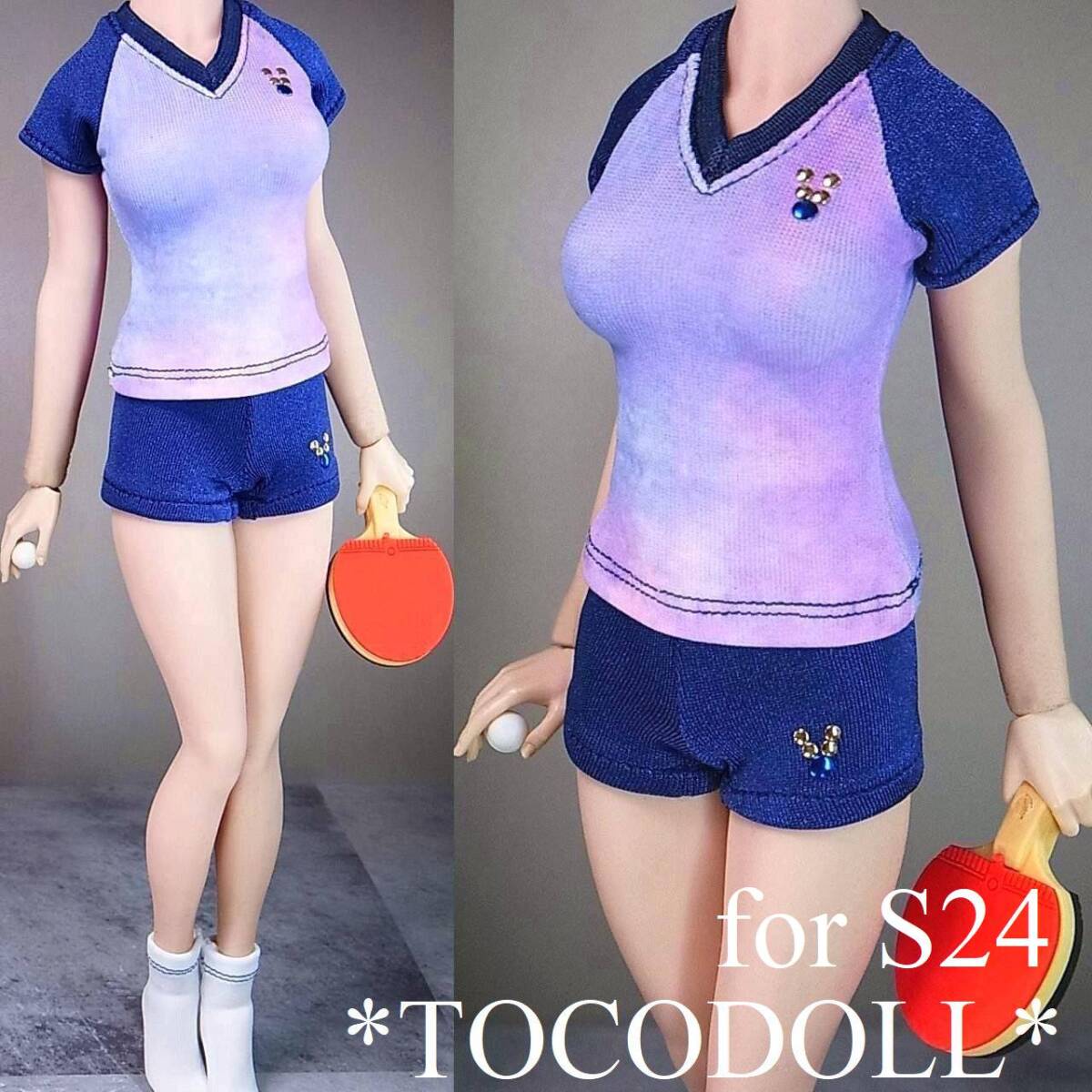 ＊toco＊Phicen/TBLeague用 S24など スクール＆スポーツ 卓球ウェア風セット/ネイビー×ミスティ_画像1