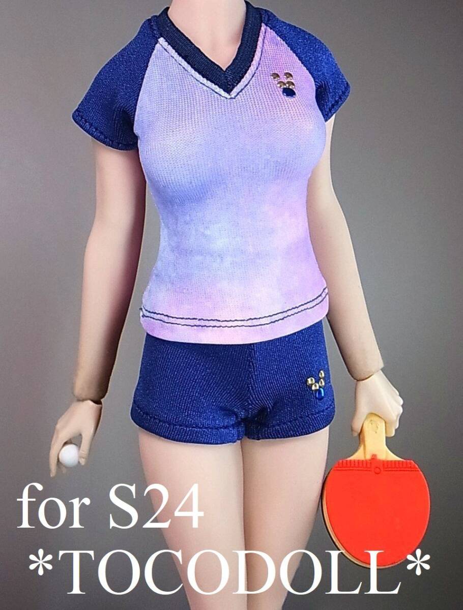 ＊toco＊Phicen/TBLeague用 S24など スクール＆スポーツ 卓球ウェア風セット/ネイビー×ミスティ_画像2