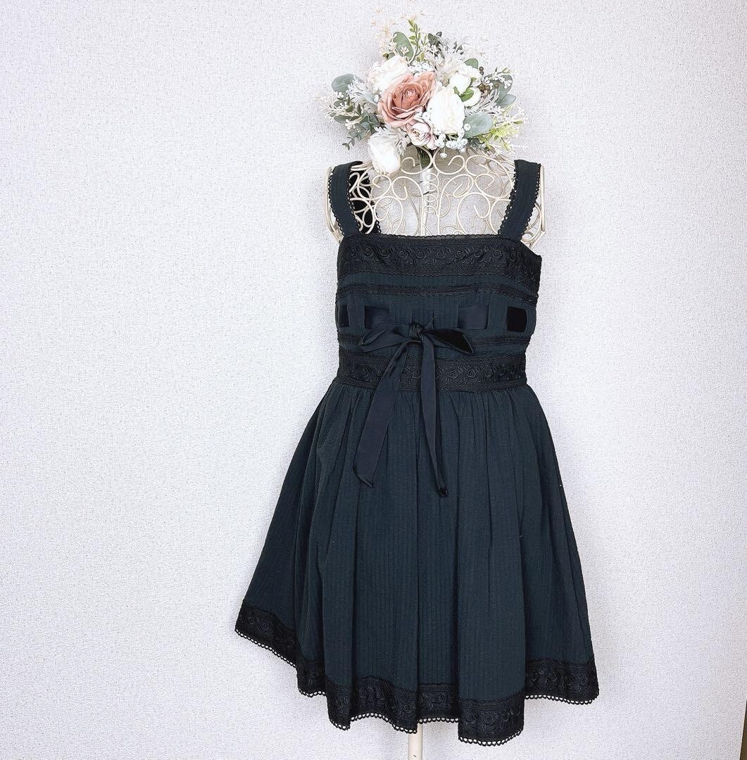MILK レース ドレス ワンピース ゴスロリ フリル 黒 ノースリーブ リボン_画像1