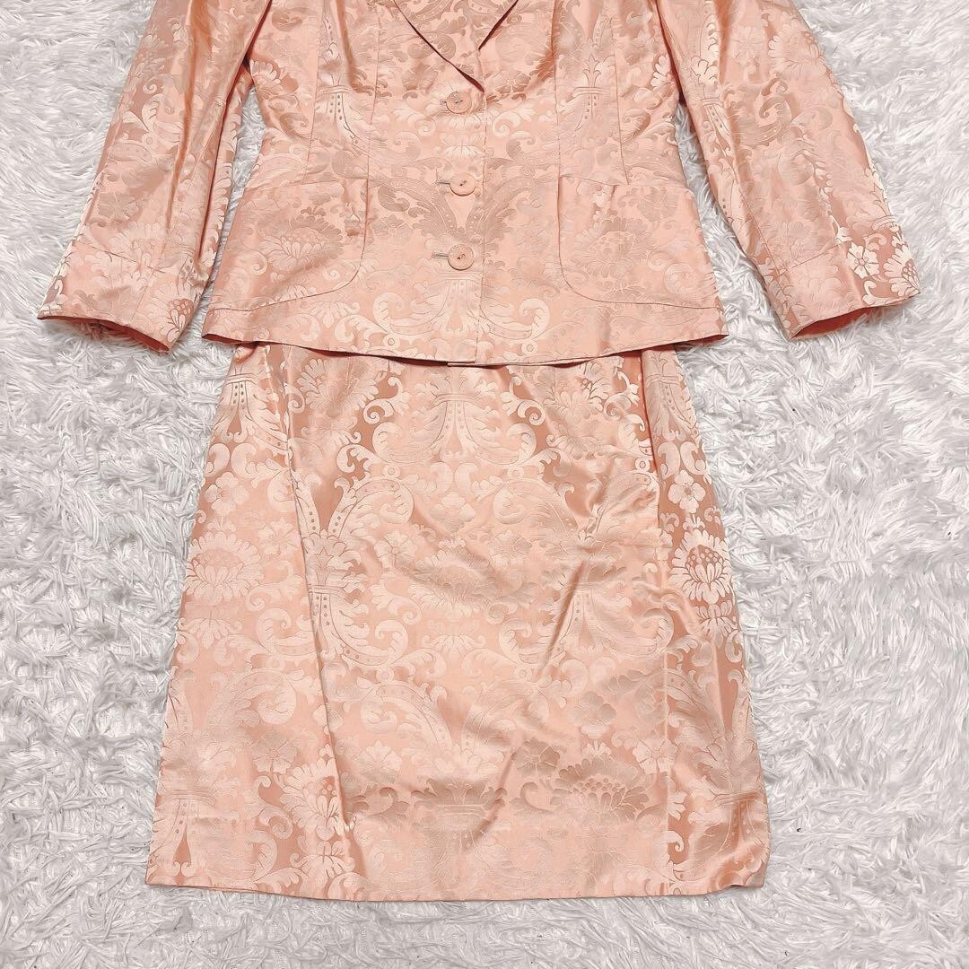 LANVIN サテン シルク ジャガード セット スーツ ピンク ペイズリー_画像4