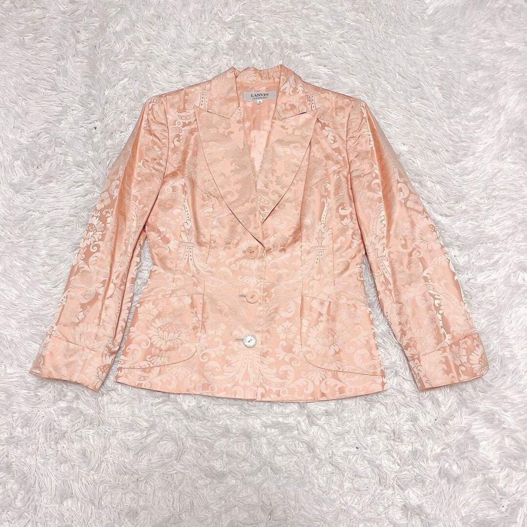 LANVIN サテン シルク ジャガード セット スーツ ピンク ペイズリー_画像5