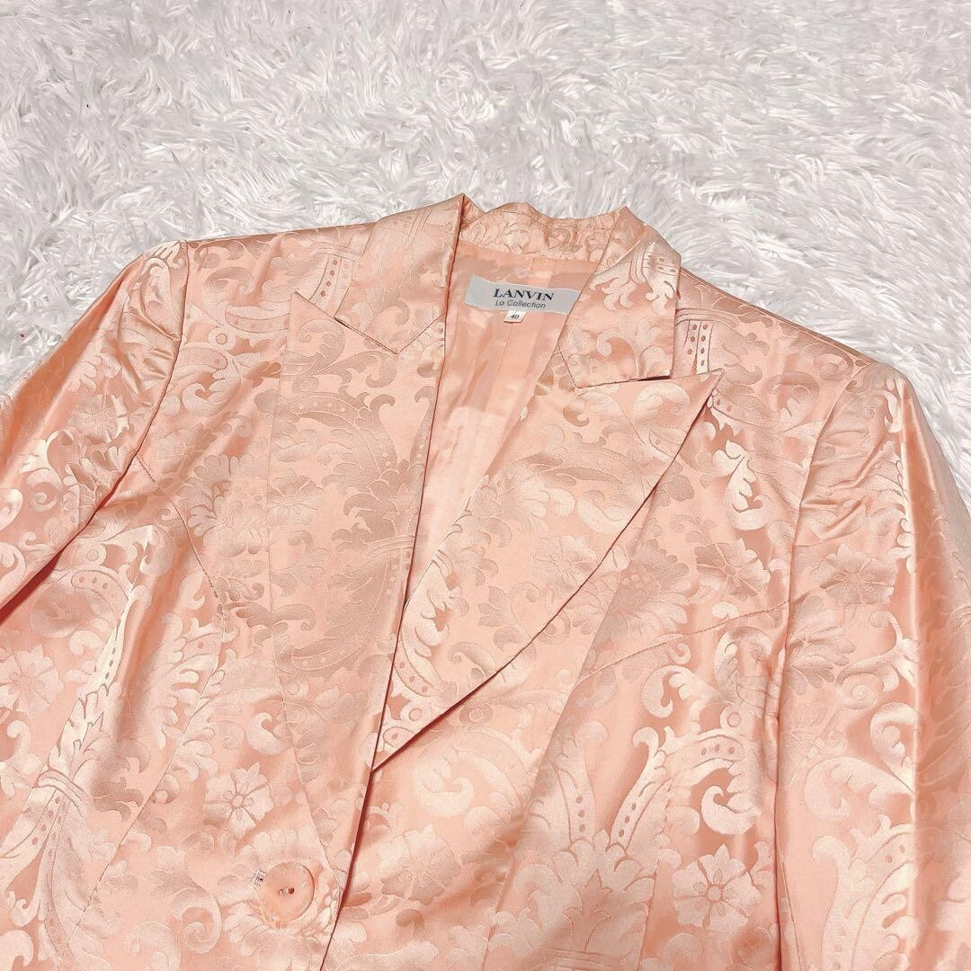 LANVIN サテン シルク ジャガード セット スーツ ピンク ペイズリー_画像6