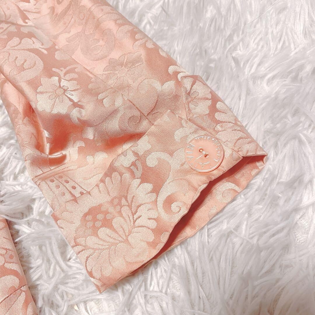 LANVIN サテン シルク ジャガード セット スーツ ピンク ペイズリー_画像10