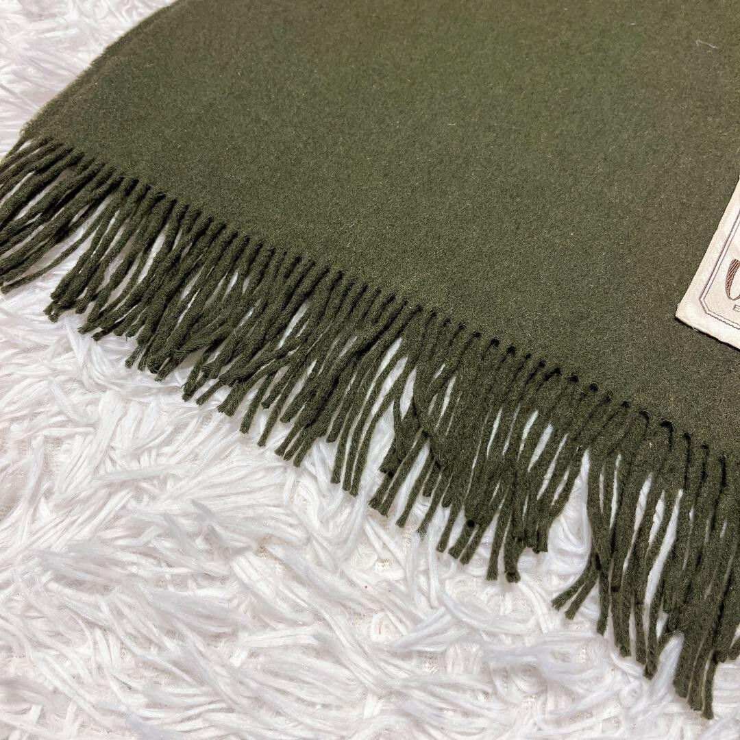 Vicuna ビキューナ 高級 ショール マフラー フリンジ カーキ オリーブ_画像4