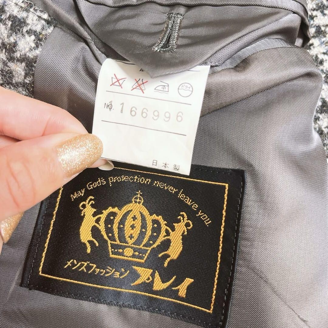 ハリスツイード 日本製 千鳥格子 テーラード ジャケット_画像7