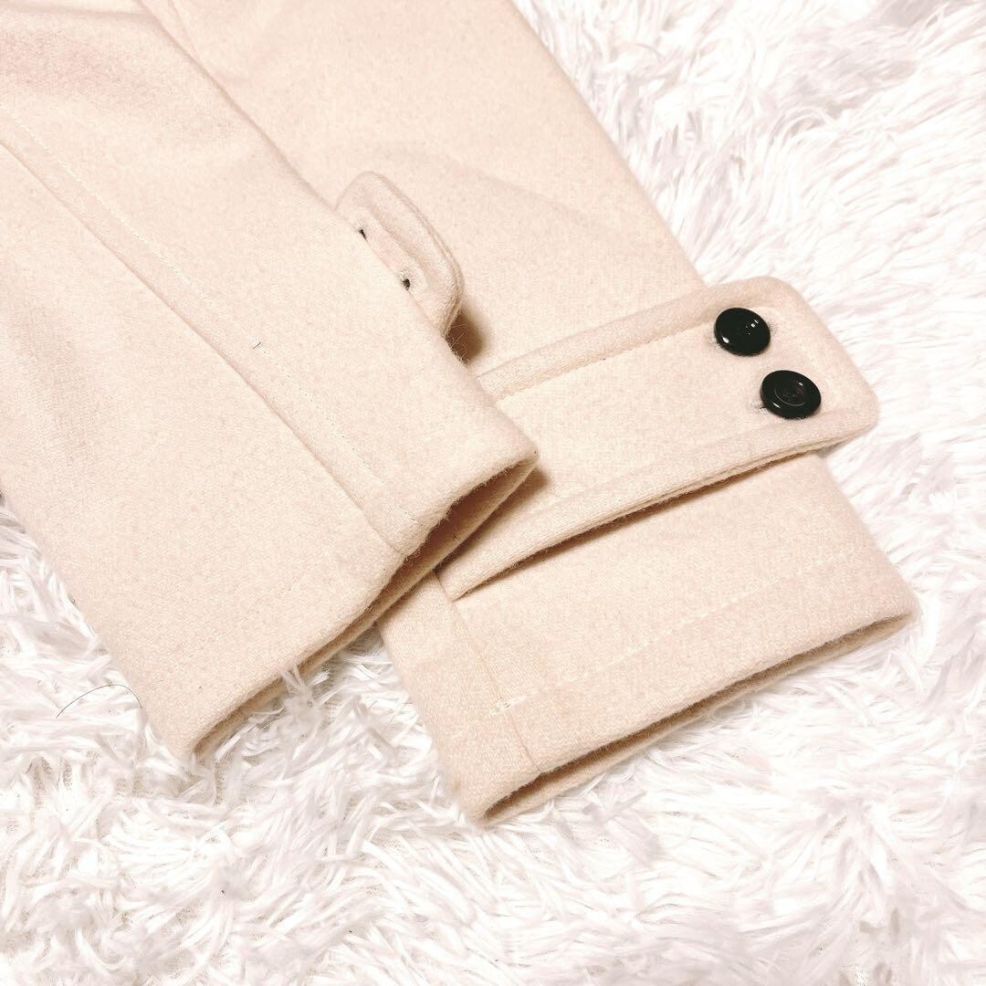 ダイアグラム ロング ダッフル コート ホワイト ベージュ ウール アンゴラ_画像5