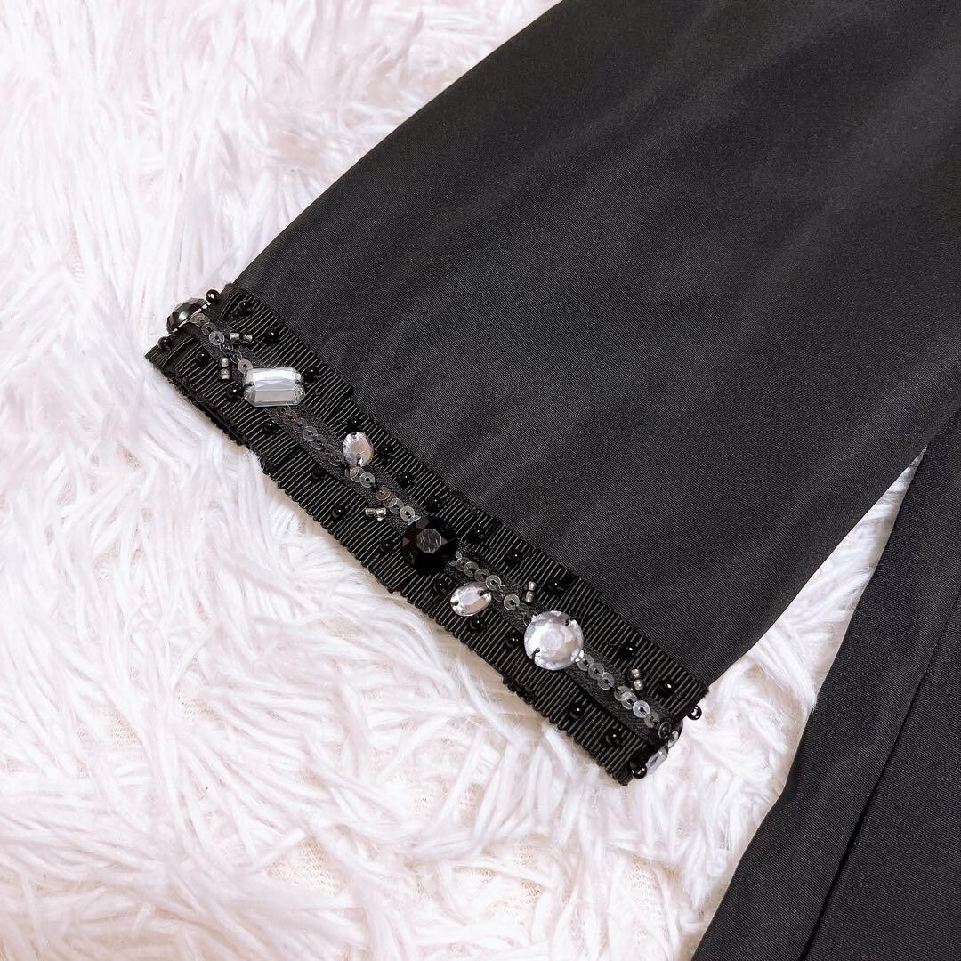 TO BE CHIC ビジュー ワンピース チュニック シルク40 フレア 黒_画像7